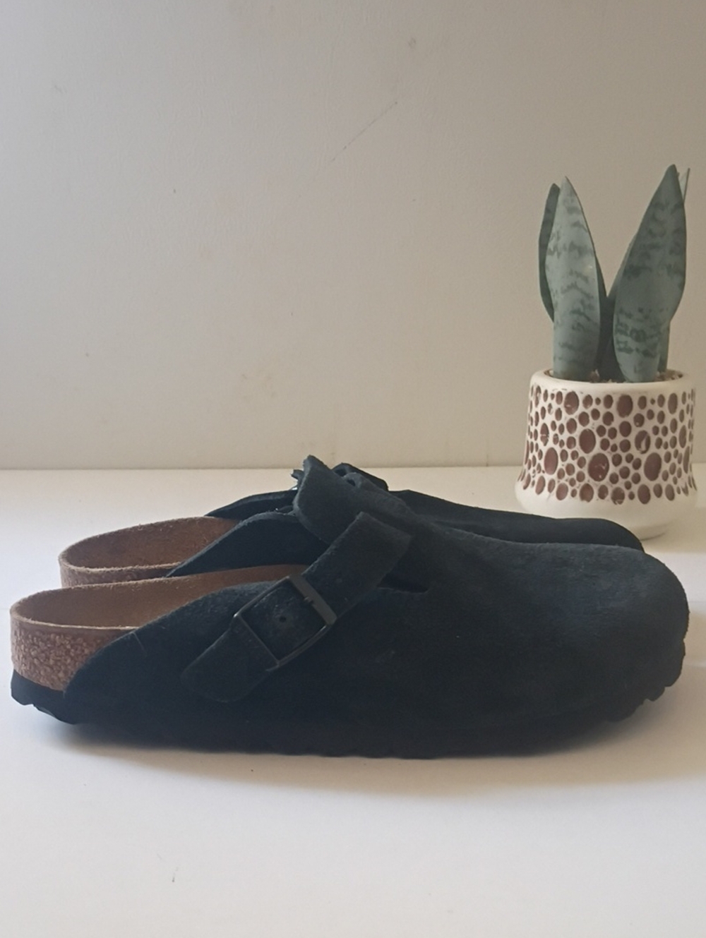 Birkenstock Boston Clogs Black Suede Leather Size 36 US Women's 5-5.5